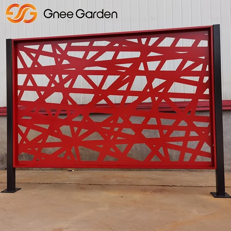 Bold Red Geometric Corten Garden Screens