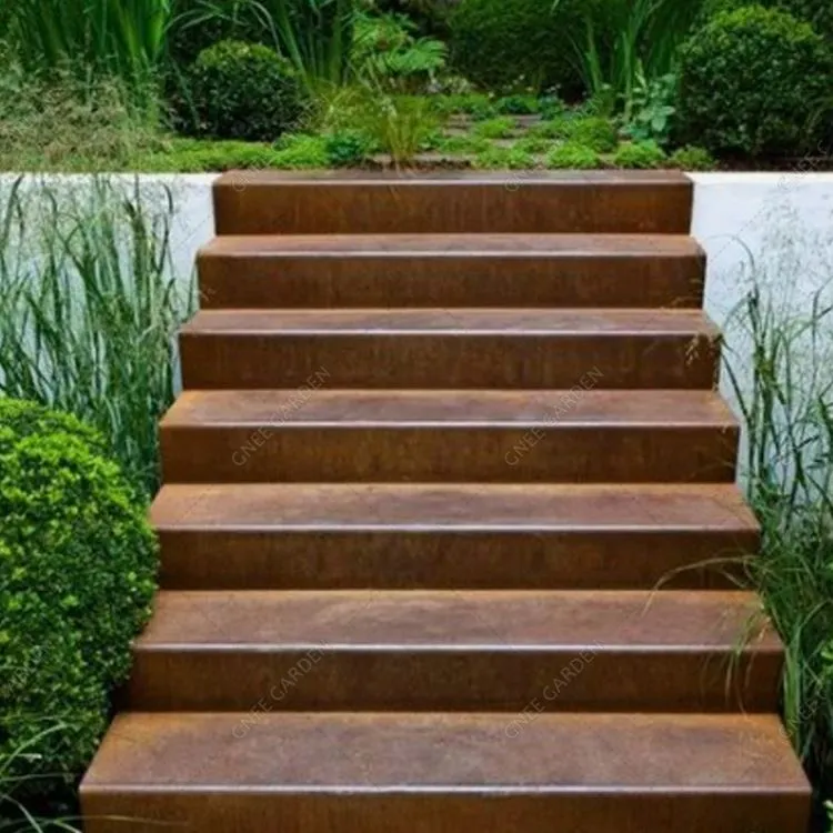 پله های محوطه سازی کورتن استیل