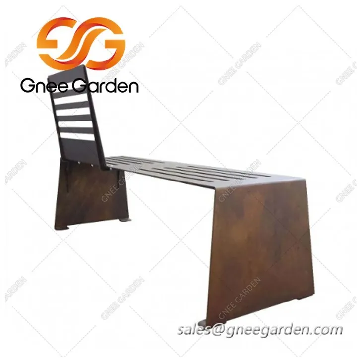 corten steel street furniture park bench