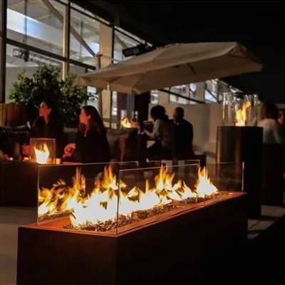 میز آتش نشانی گاز کورتن فولادی بدون دود در فضای باز